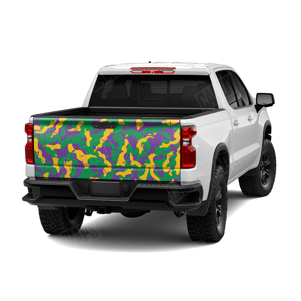 Large Ragged Mardi Gras Camo Tailgate Vinyl Wrap