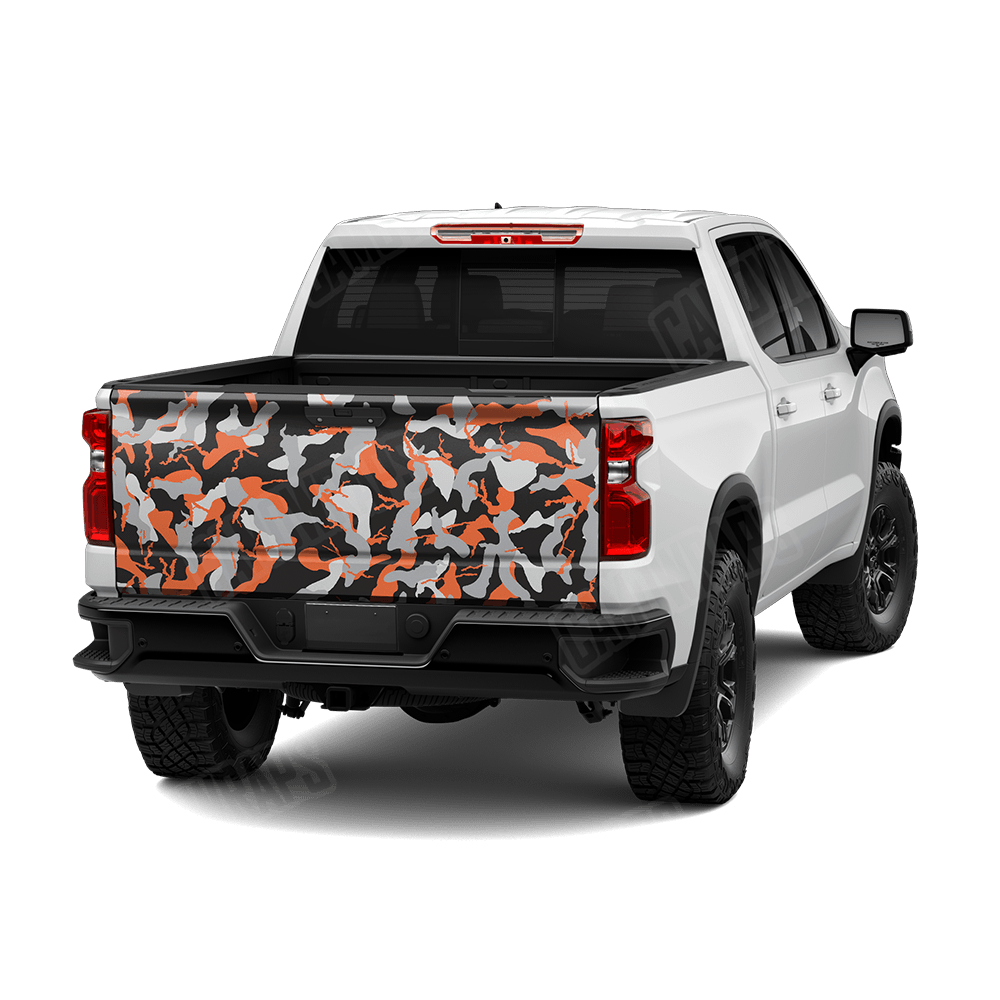 Large Ragged Orange Tiger Camo Tailgate Vinyl Wrap