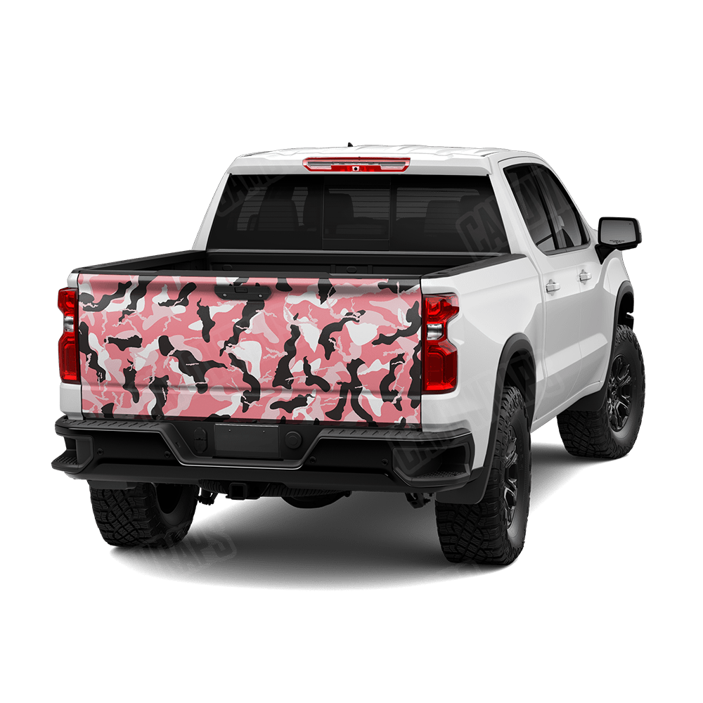 Large Ragged Pink Camo Tailgate Vinyl Wrap
