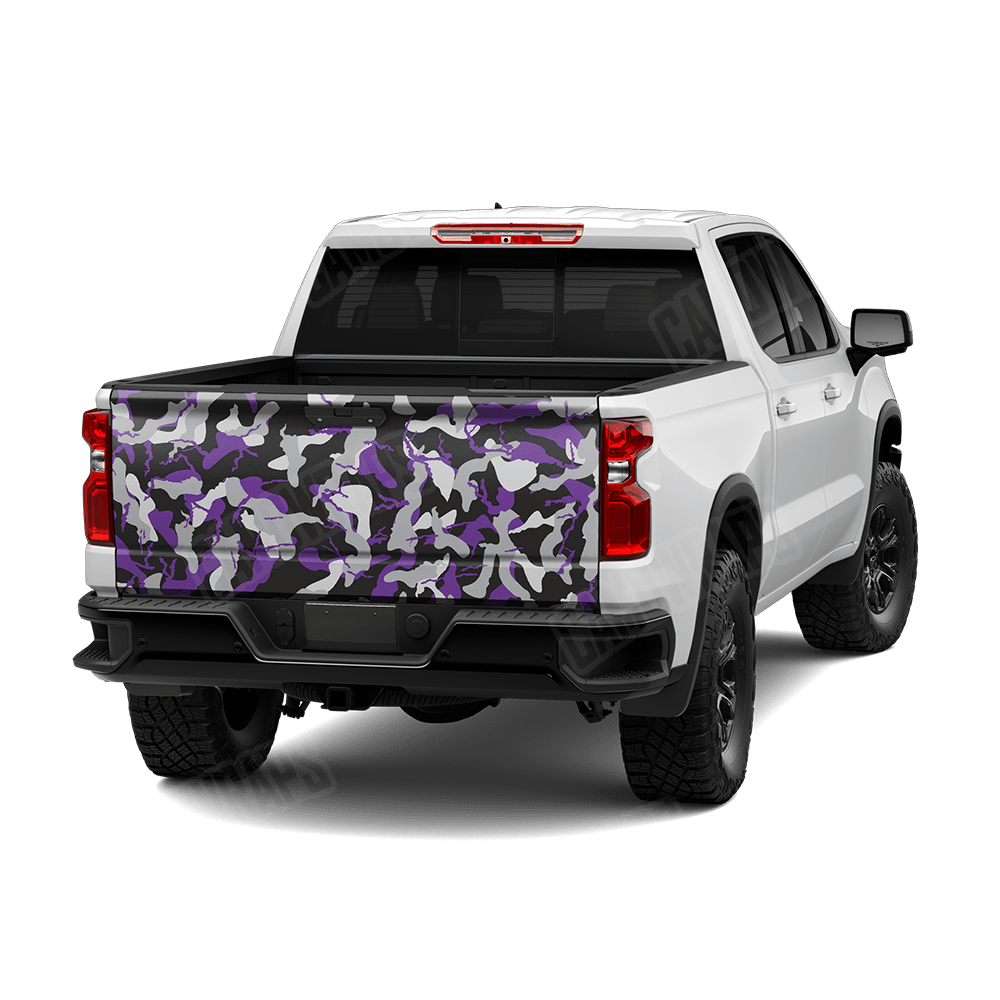 Large Ragged Purple Tiger Camo Tailgate Vinyl Wrap