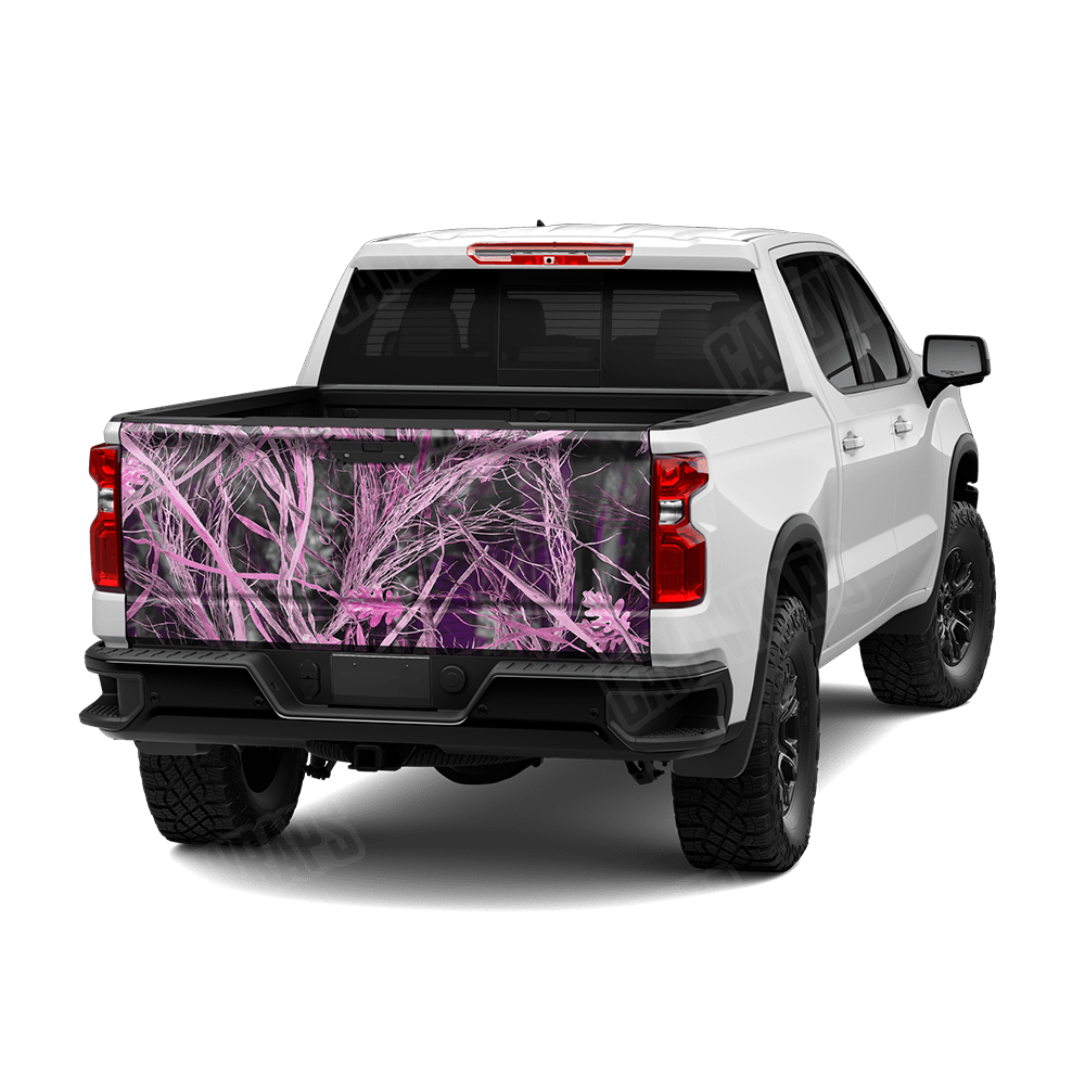 Nature Dry Grassland Pink Camo Tailgate Vinyl Wrap