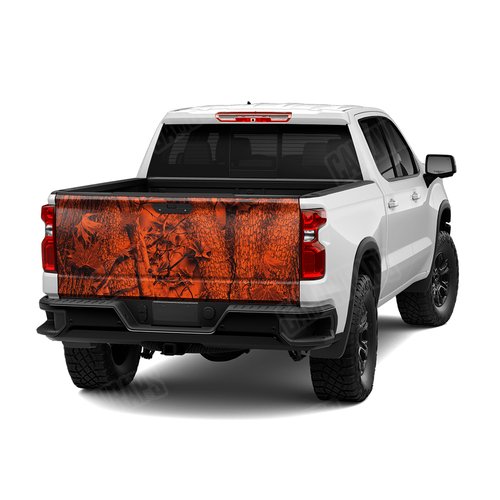 Nature Orange Forest Camo Tailgate Vinyl Wrap
