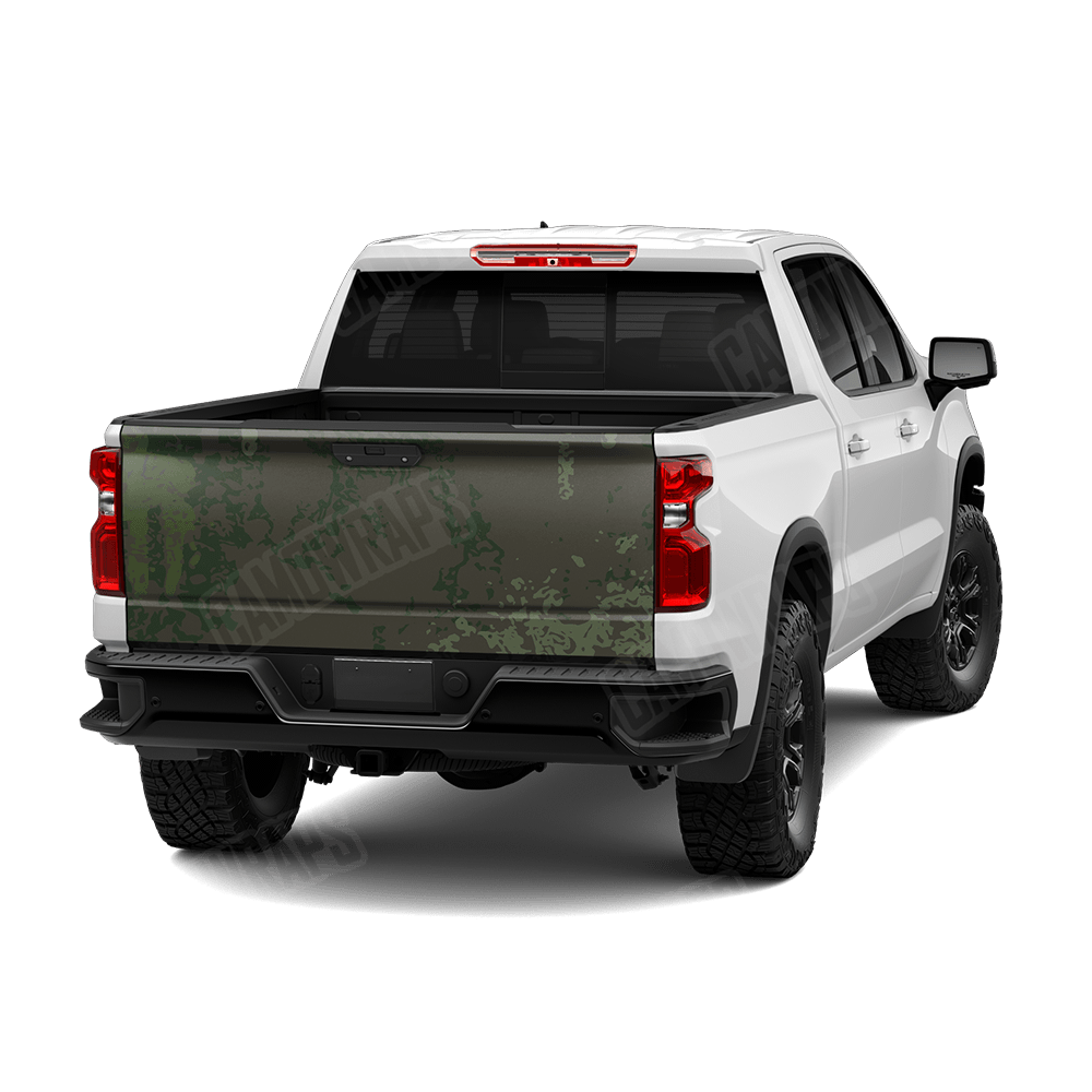 Pasted Army Dark Green Camo Tailgate Vinyl Wrap