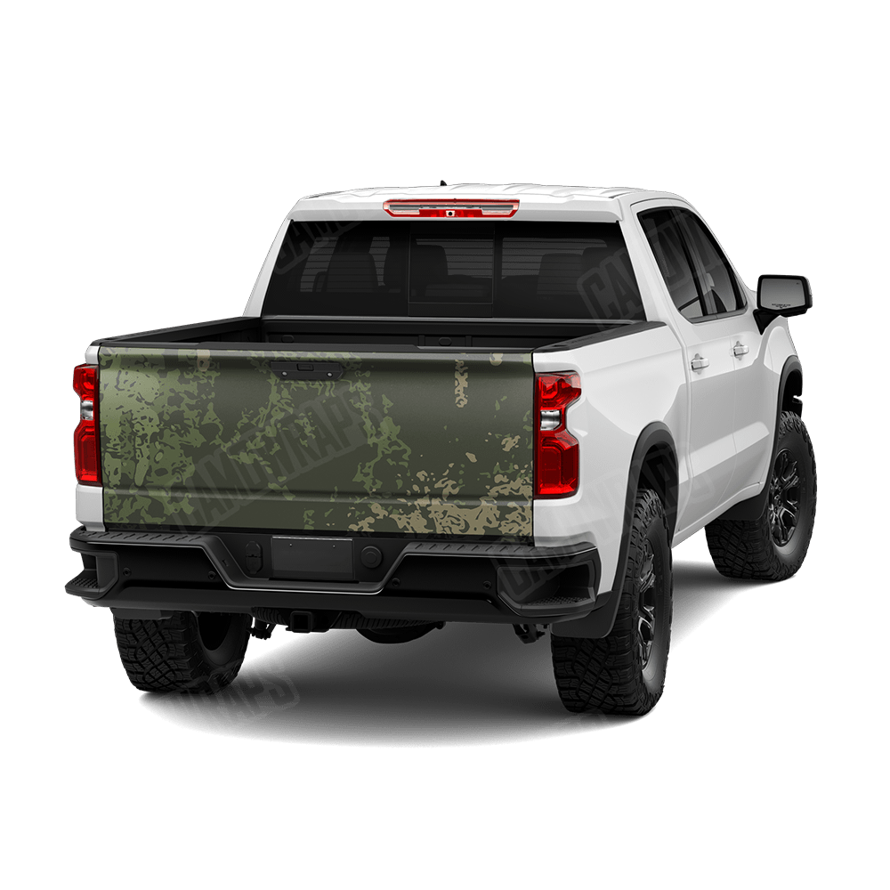 Pasted Army Green Camo Tailgate Vinyl Wrap