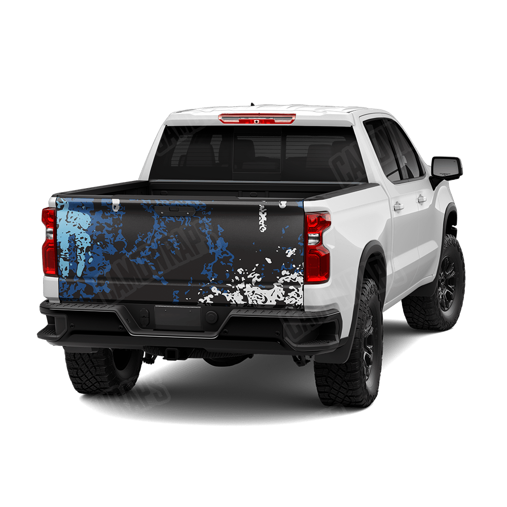Pasted Baby Blue Camo Tailgate Vinyl Wrap