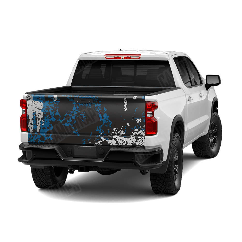 Pasted Blue Tiger Camo Tailgate Vinyl Wrap