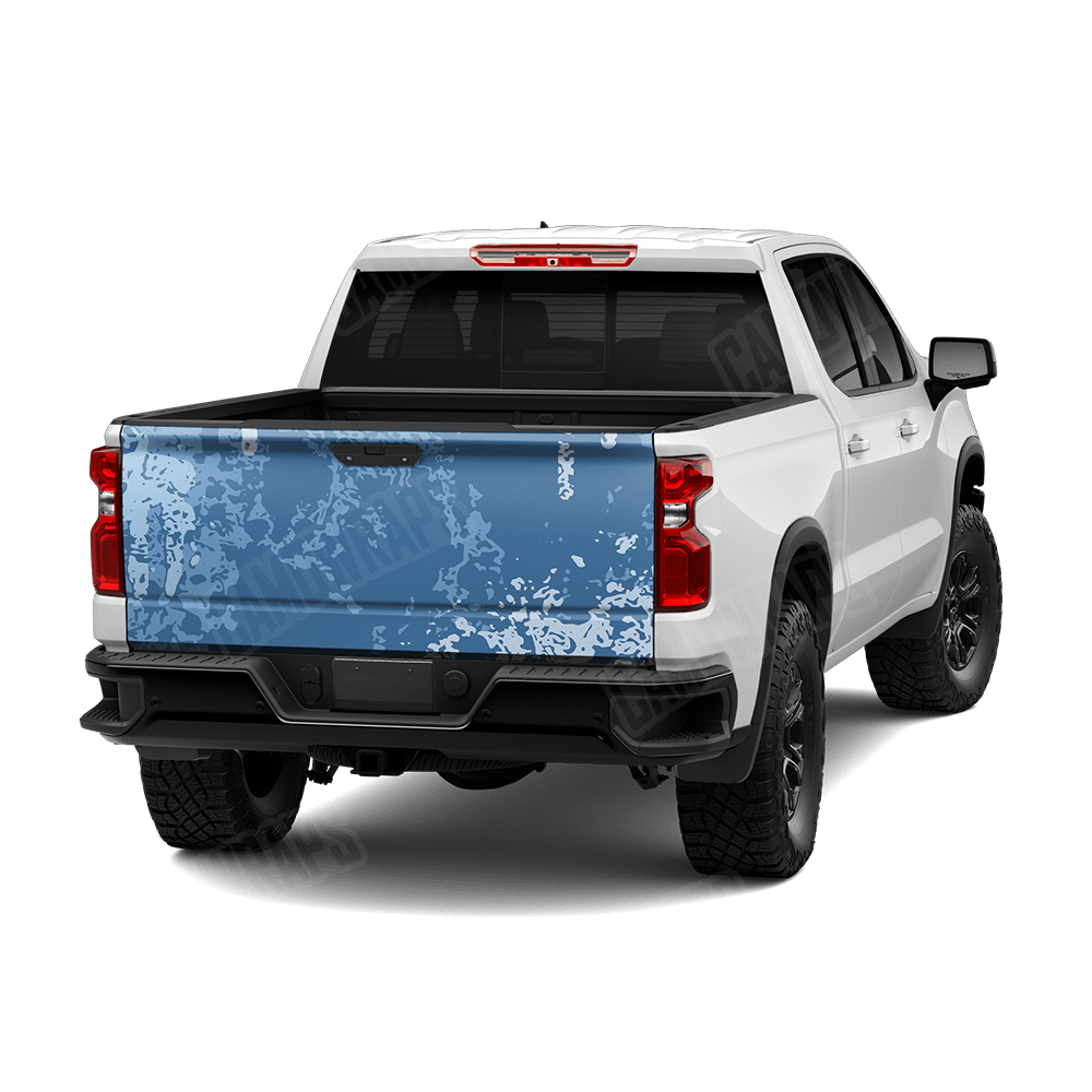 Pasted Cool Blue Camo Tailgate Vinyl Wrap
