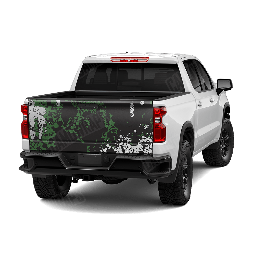 Pasted Green Tiger Camo Tailgate Vinyl Wrap