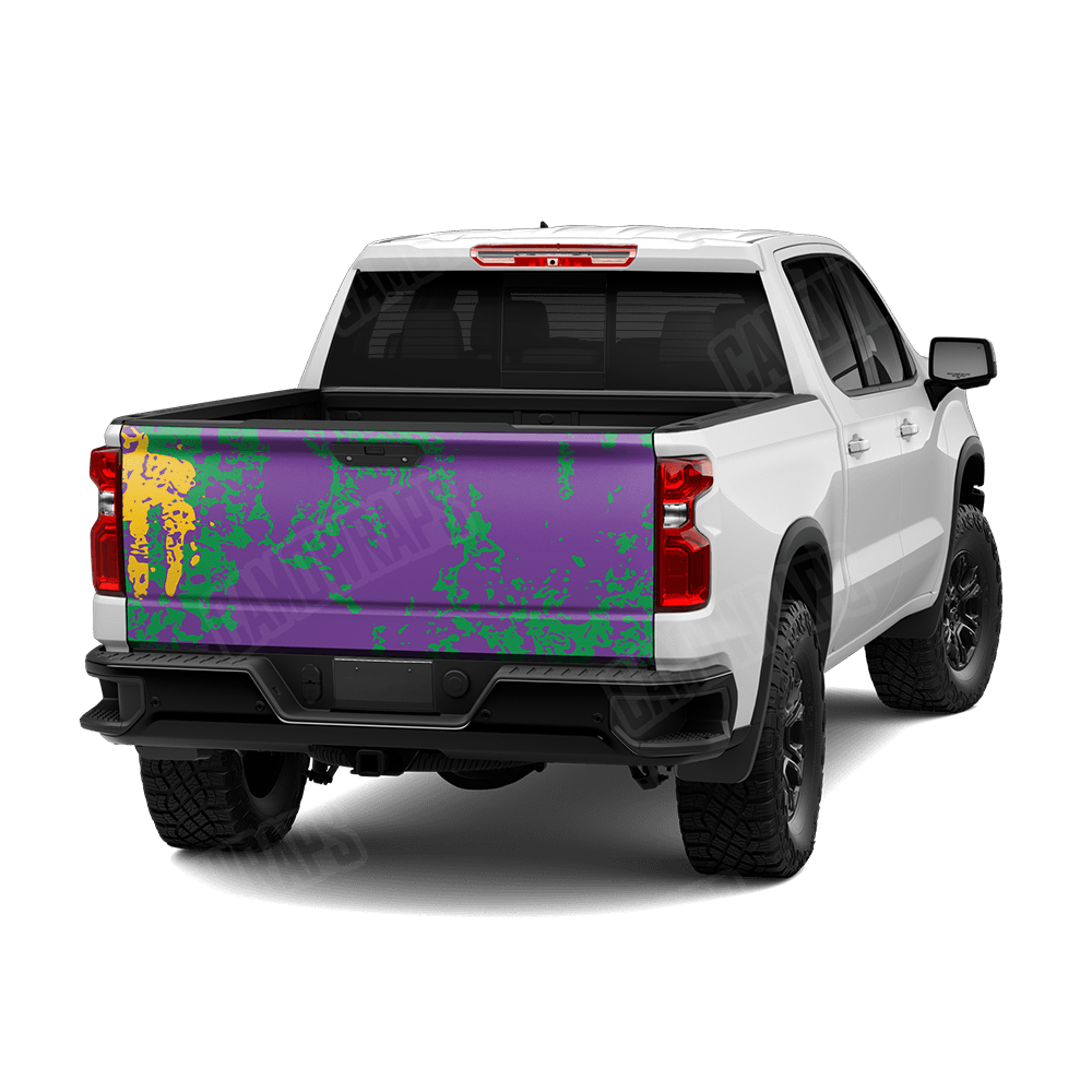 Pasted Mardi Gras Camo Tailgate Vinyl Wrap