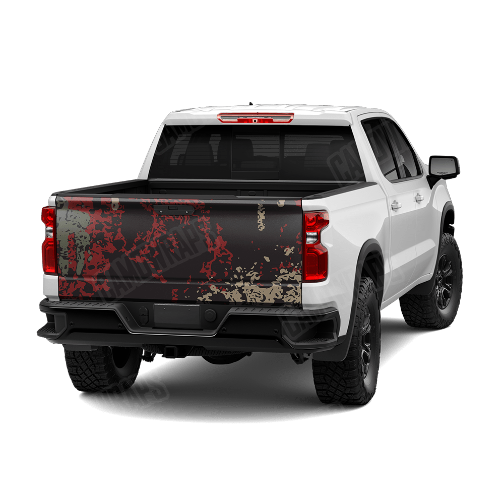 Pasted Militant Red Camo Tailgate Vinyl Wrap