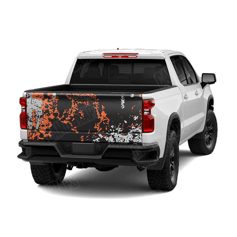 Pasted Orange Tiger Camo Tailgate Vinyl Wrap