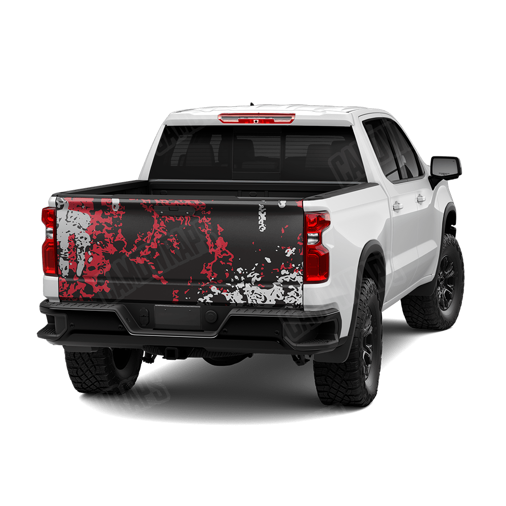 Pasted Red Tiger Camo Tailgate Vinyl Wrap