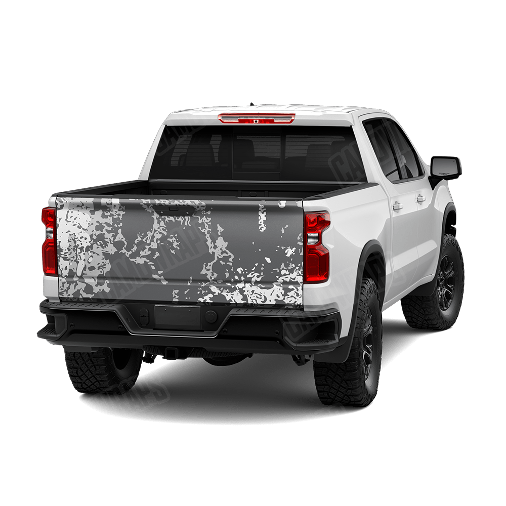 Pasted Snow Camo Tailgate Vinyl Wrap