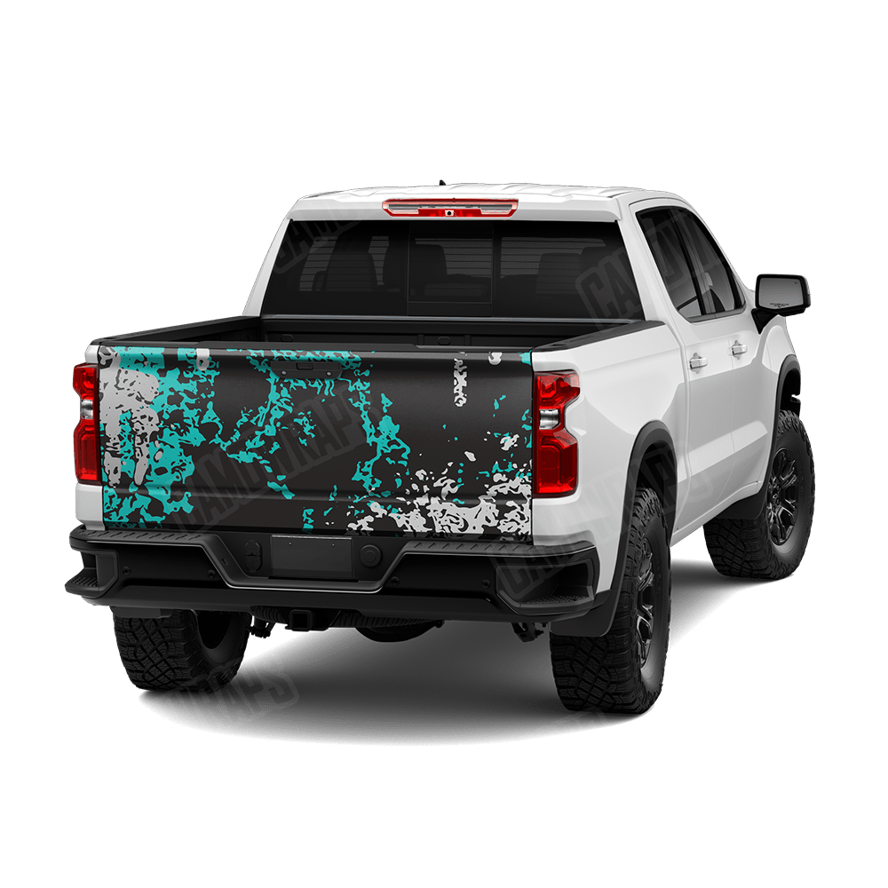 Pasted Tiffany Blue Tiger Camo Tailgate Vinyl Wrap