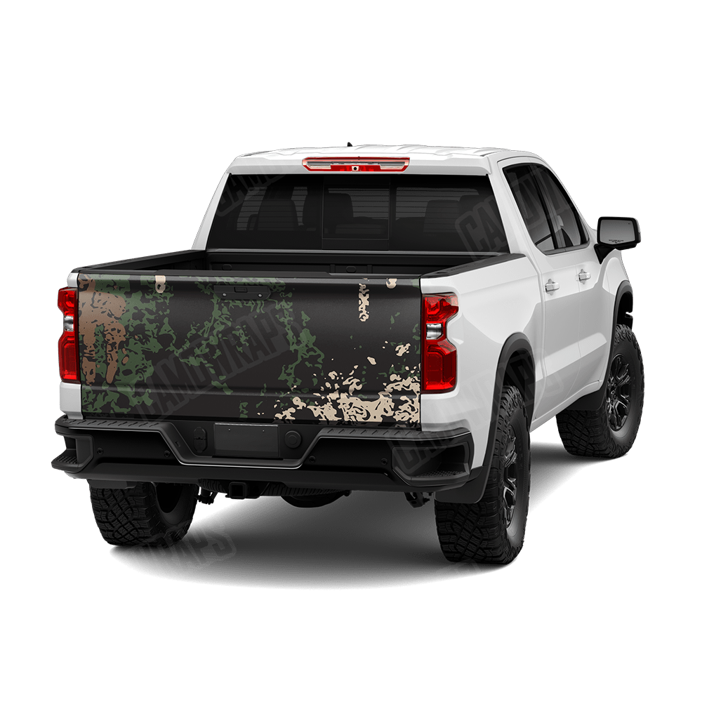 Pasted Woodland Camo Tailgate Vinyl Wrap