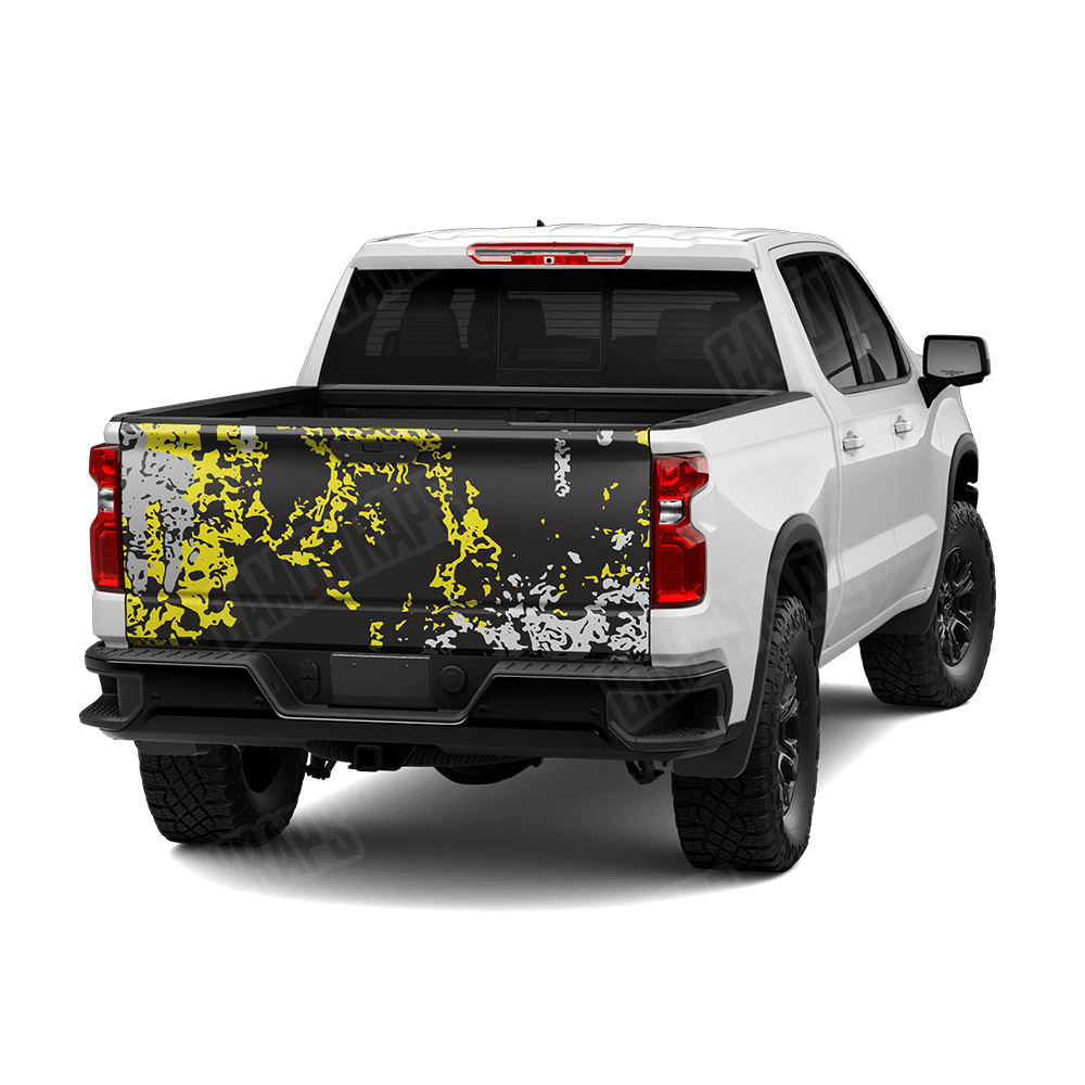 Pasted Yellow Tiger Camo Tailgate Vinyl Wrap