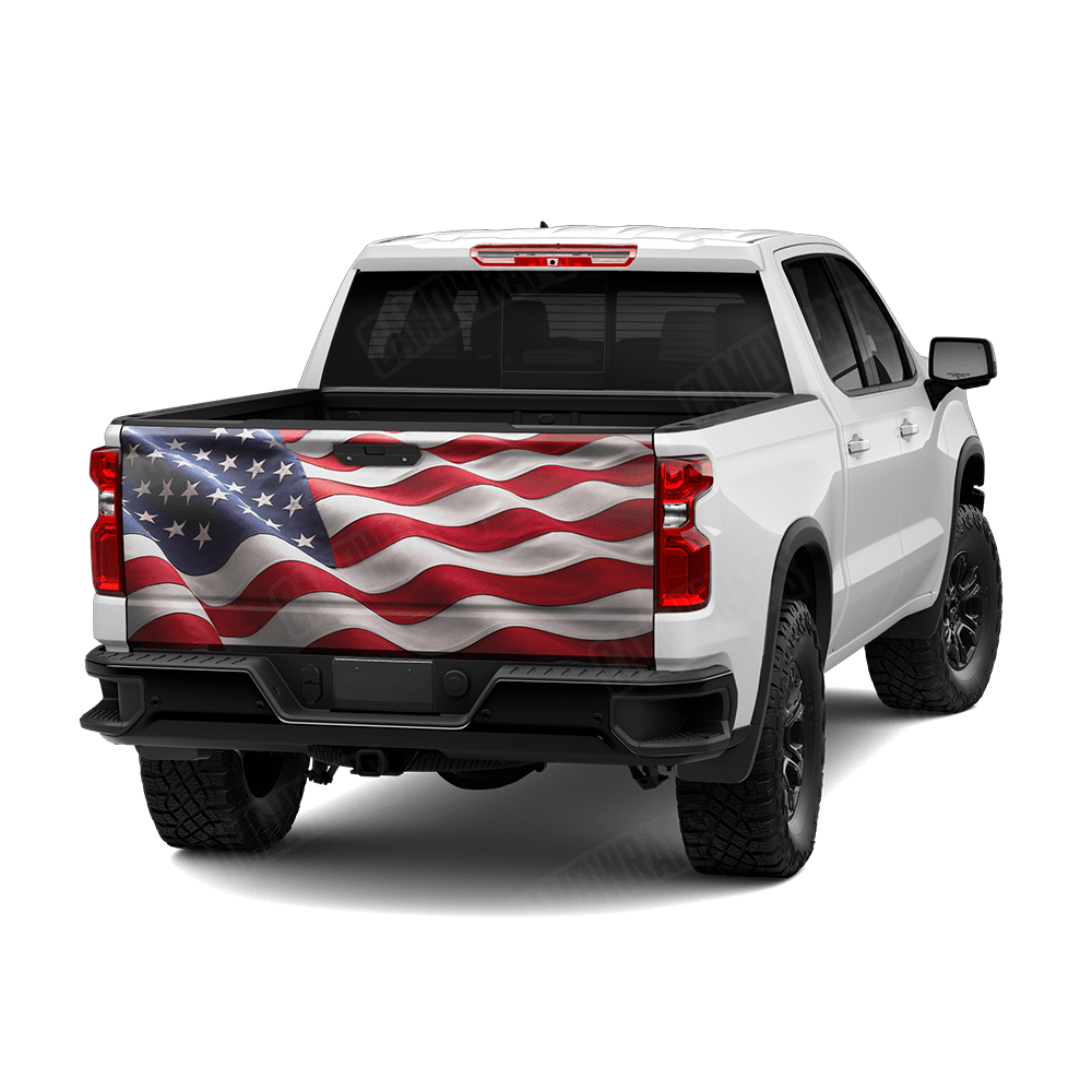 Patriotic American Flag Tailgate Vinyl Wrap