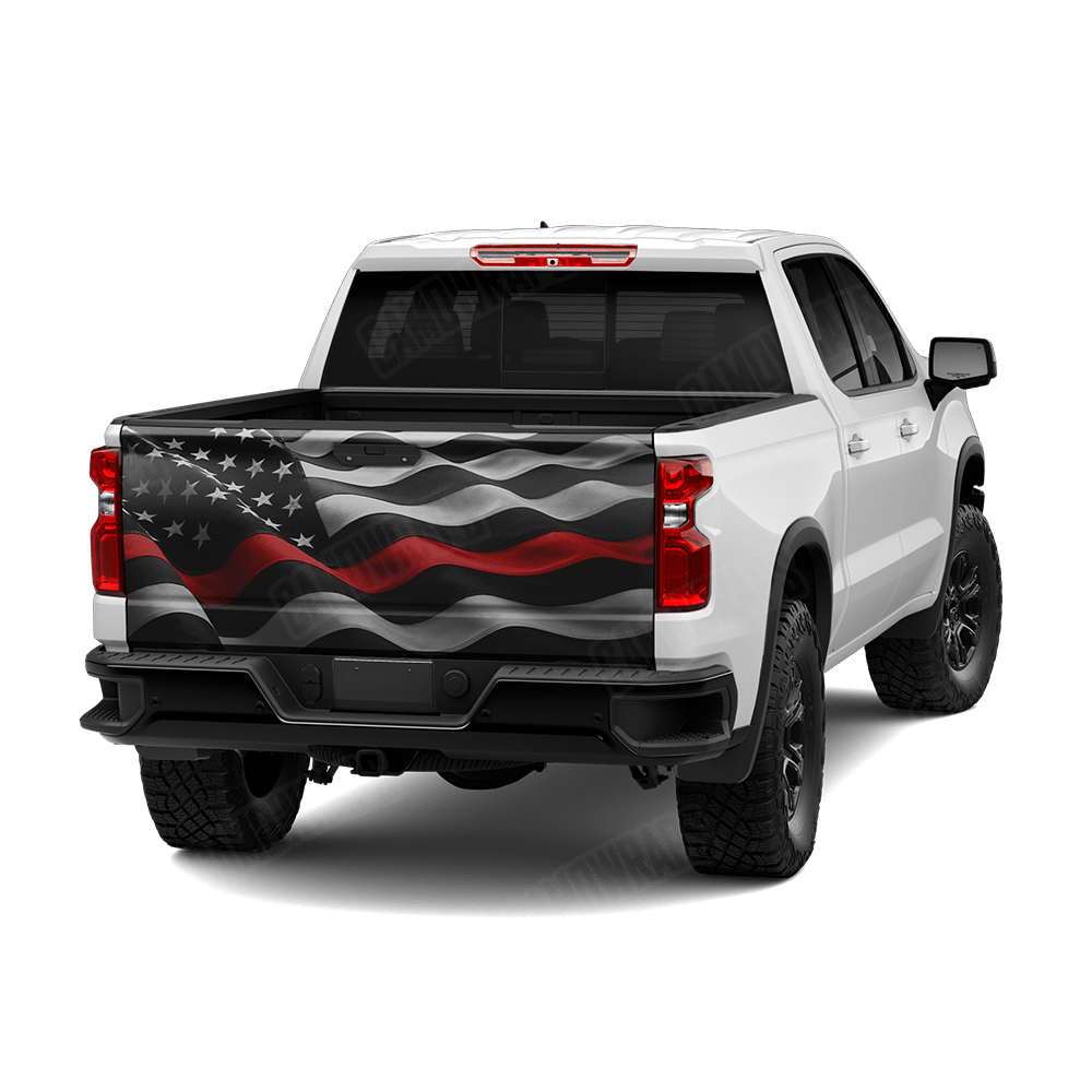 Patriotic FireFighter Service Flag Tailgate Vinyl Wrap