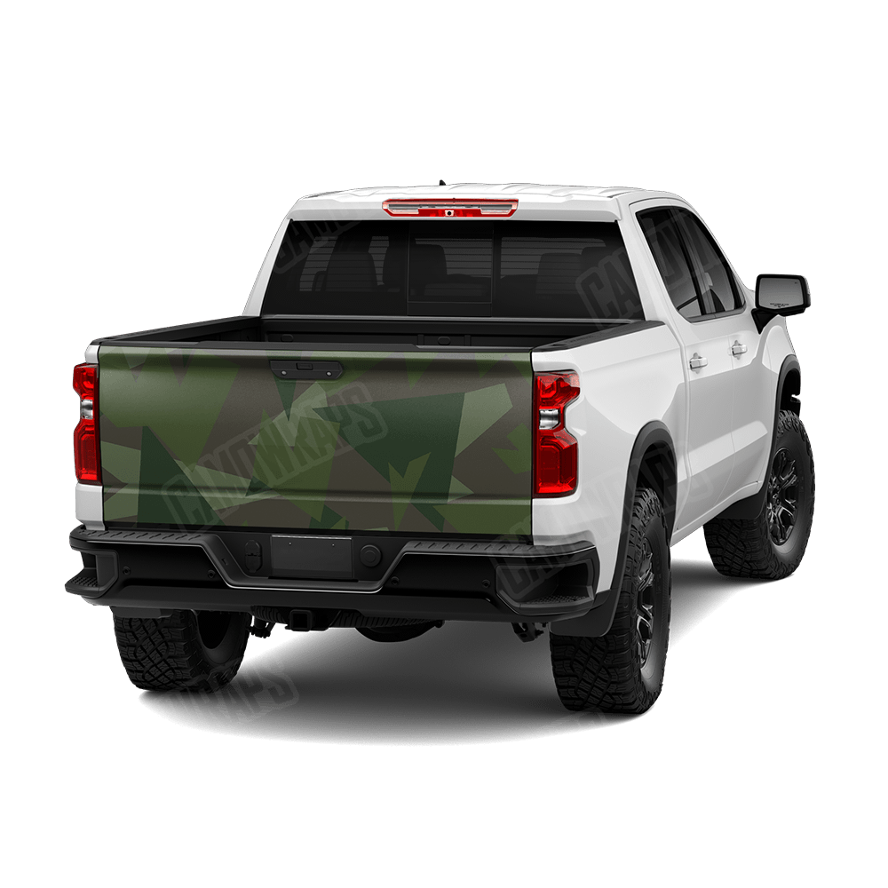 Shattered Army Dark Green Camo Tailgate Vinyl Wrap