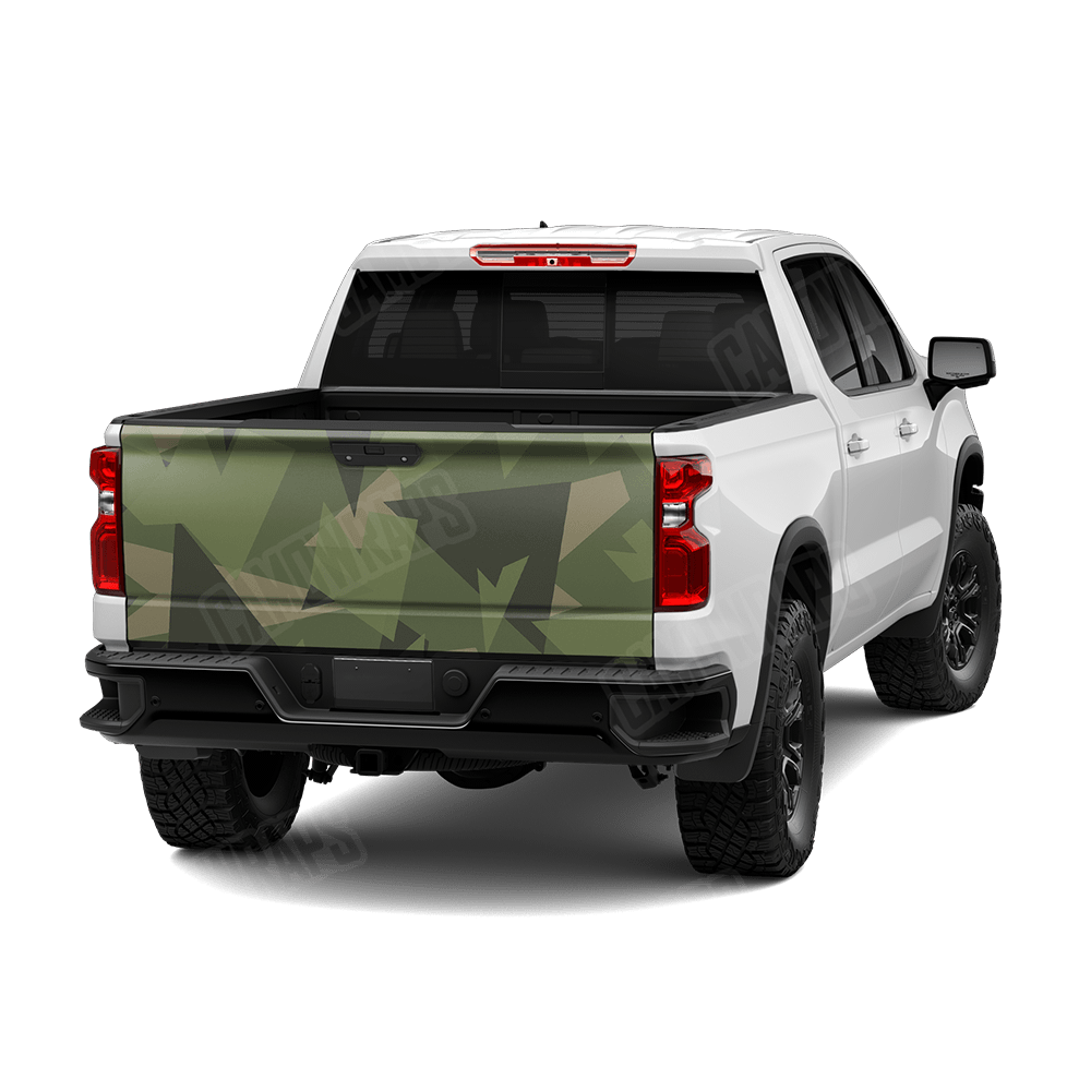 Shattered Army Green Camo Tailgate Vinyl Wrap