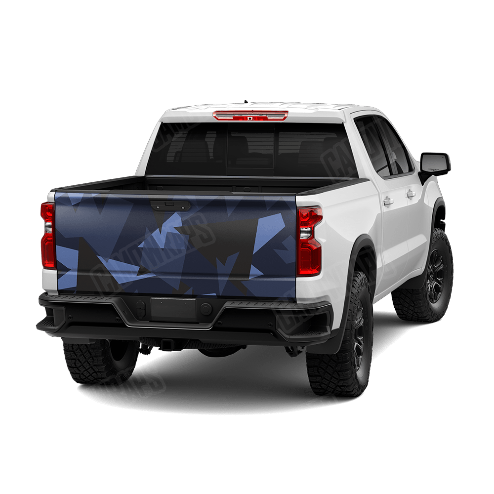 Shattered Blue Midnight Camo Tailgate Vinyl Wrap