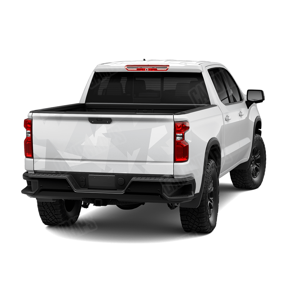 Shattered Elite White Camo Tailgate Vinyl Wrap