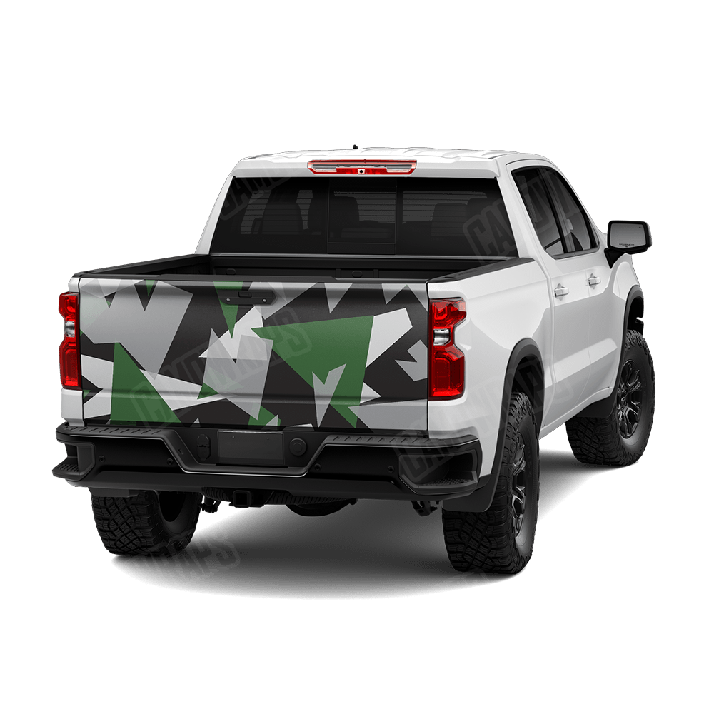 Shattered Green Tiger Camo Tailgate Vinyl Wrap