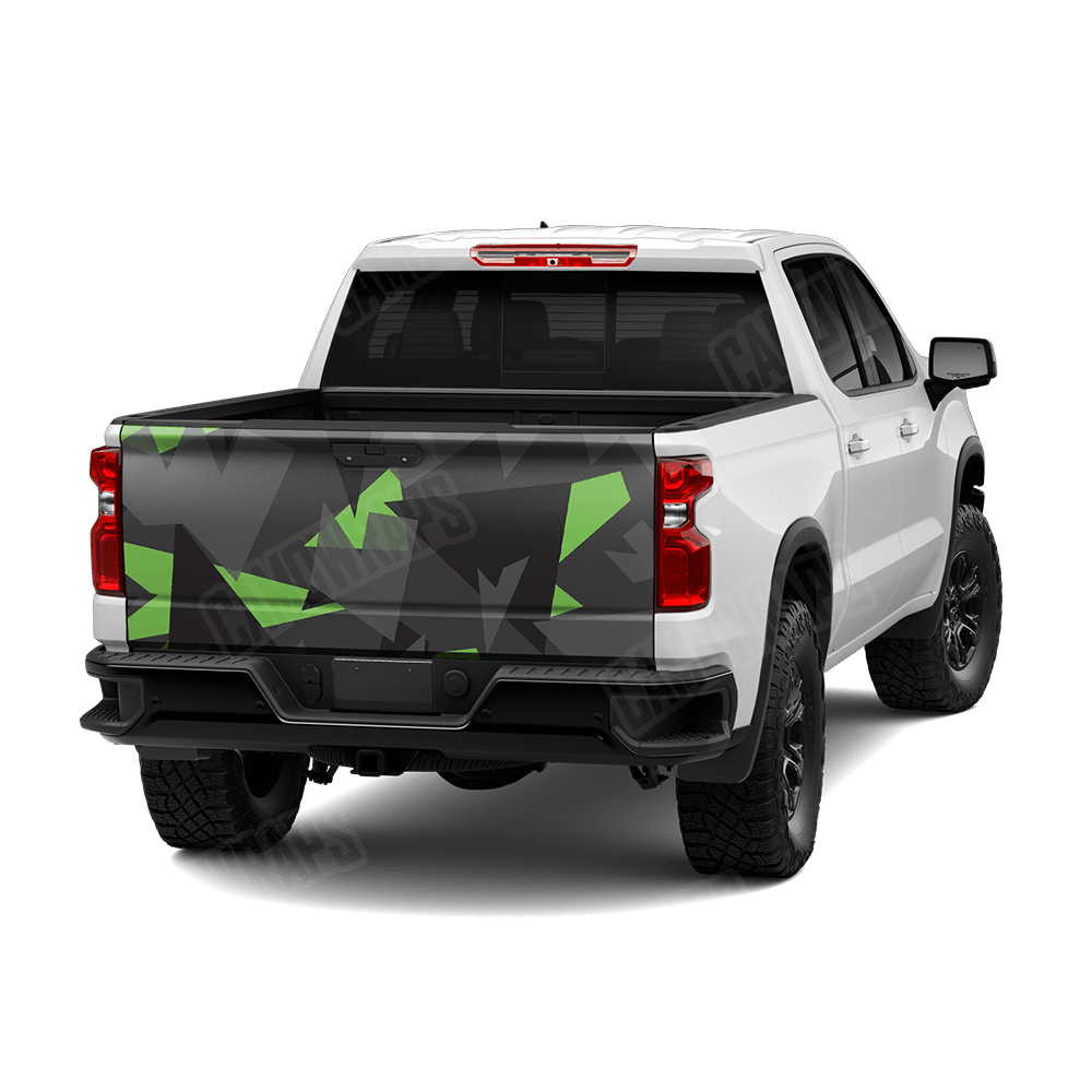 Shattered Metro Green Camo Tailgate Vinyl Wrap