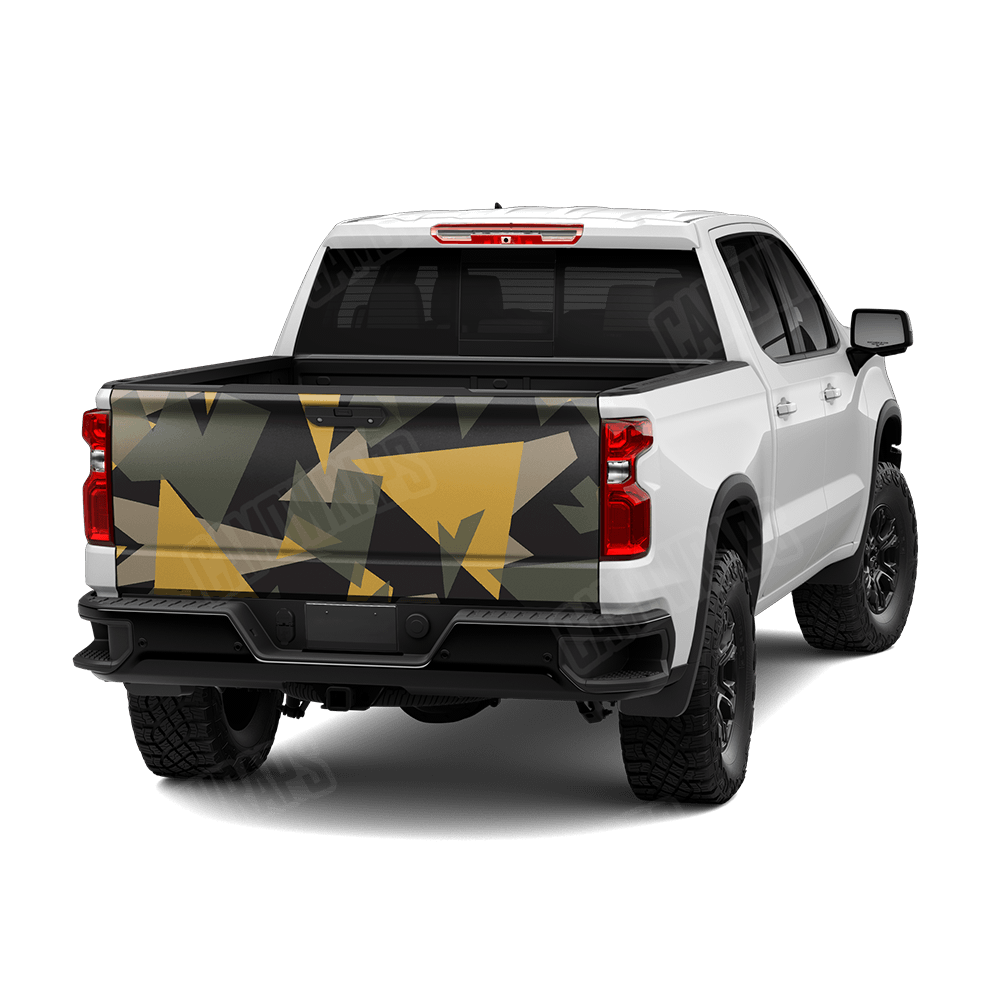 Shattered Militant Yellow Camo Tailgate Vinyl Wrap