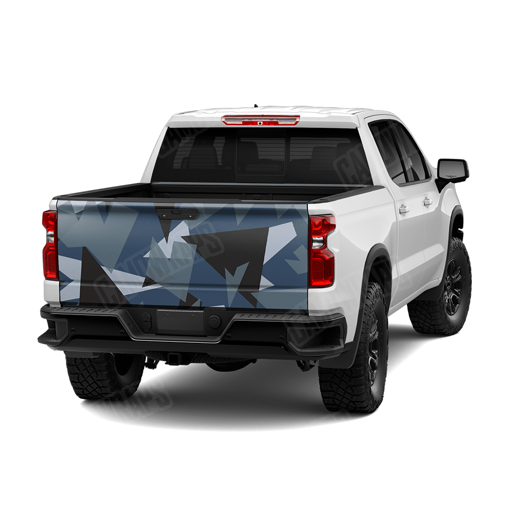 Shattered Navy Camo Tailgate Vinyl Wrap