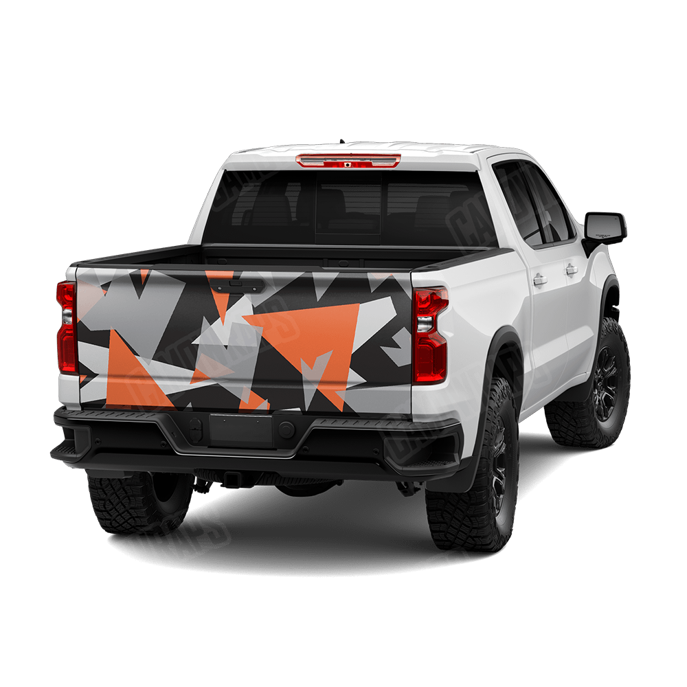 Shattered Orange Tiger Camo Tailgate Vinyl Wrap