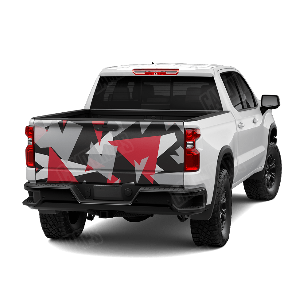 Shattered Red Tiger Camo Tailgate Vinyl Wrap