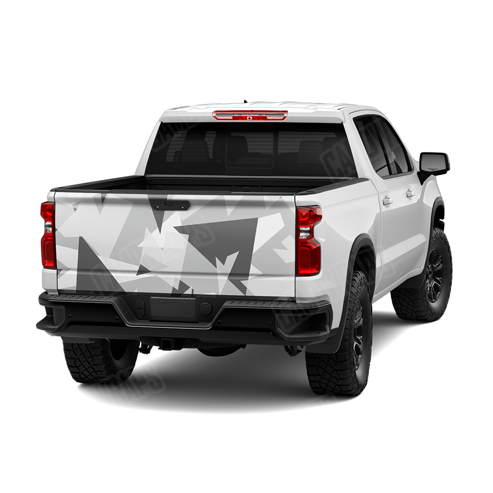 Shattered Snow Camo Tailgate Vinyl Wrap