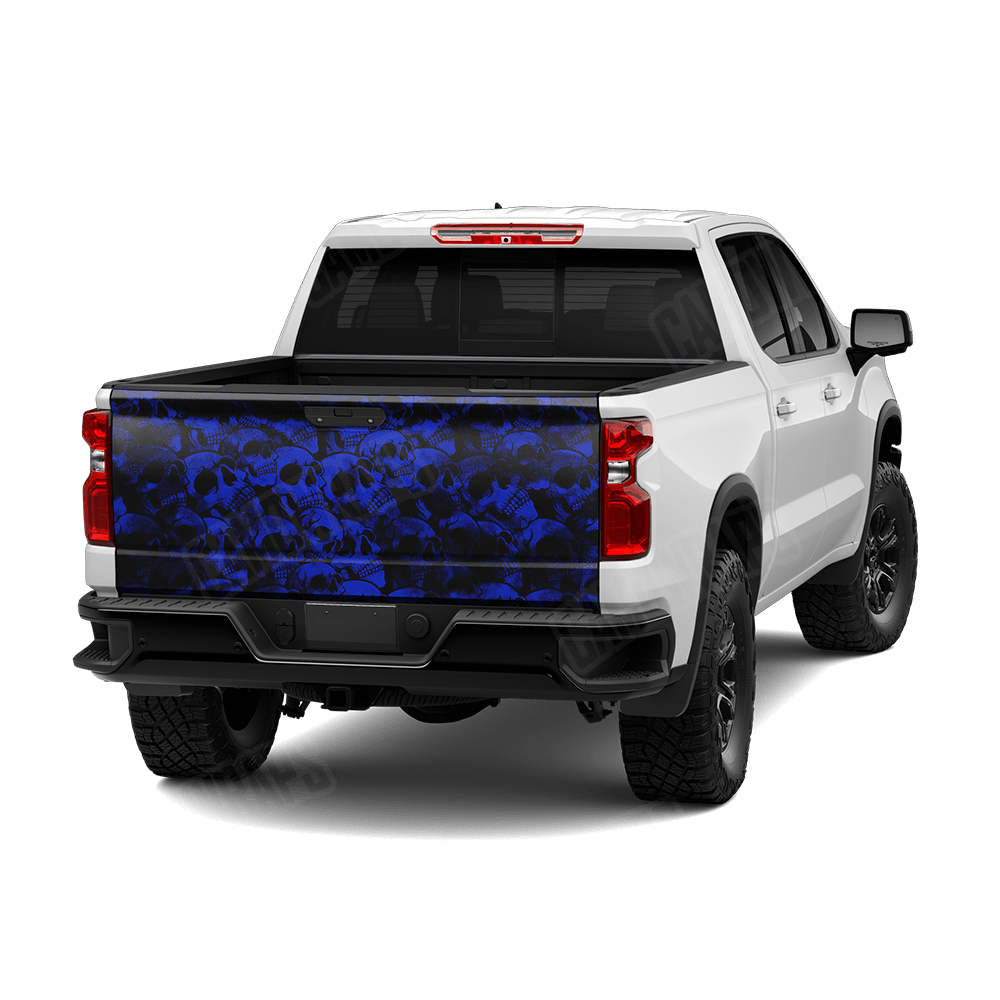 Skull Blue Tailgate Wraps