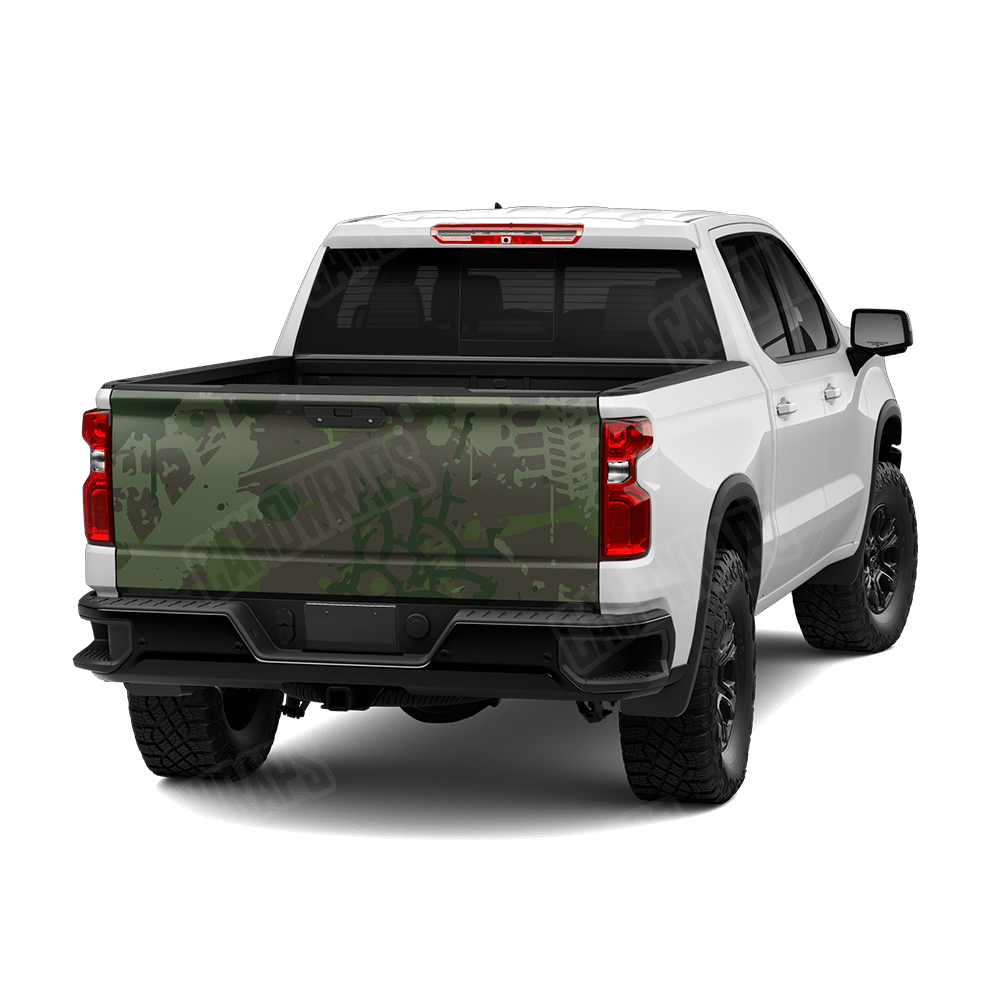 Tire Splatter Army Dark Green Camo Tailgate Vinyl Wrap