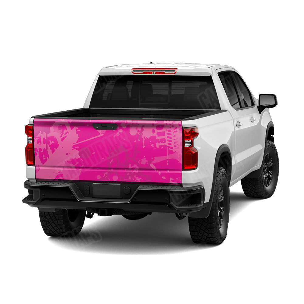 Tire Splatter Elite Magenta Camo Tailgate Vinyl Wrap