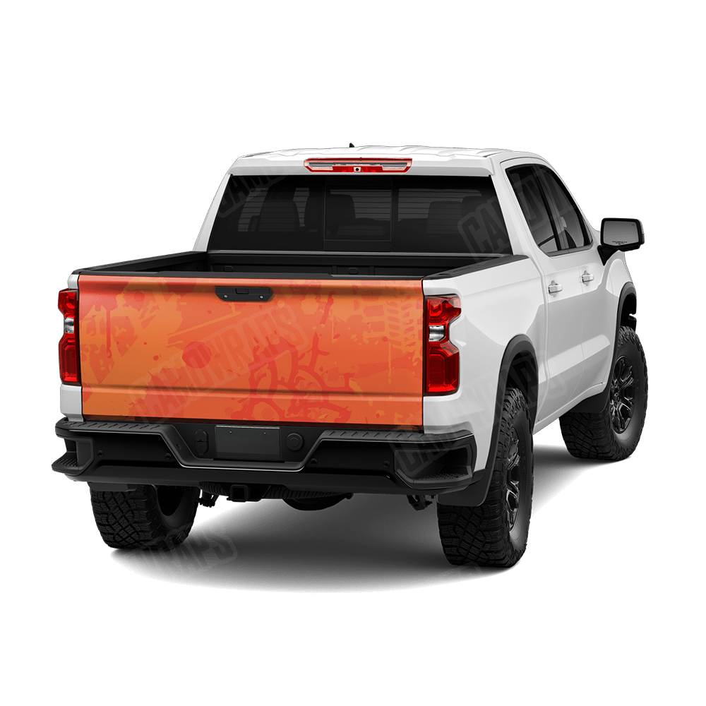 Tire Splatter Elite Orange Camo Tailgate Vinyl Wrap