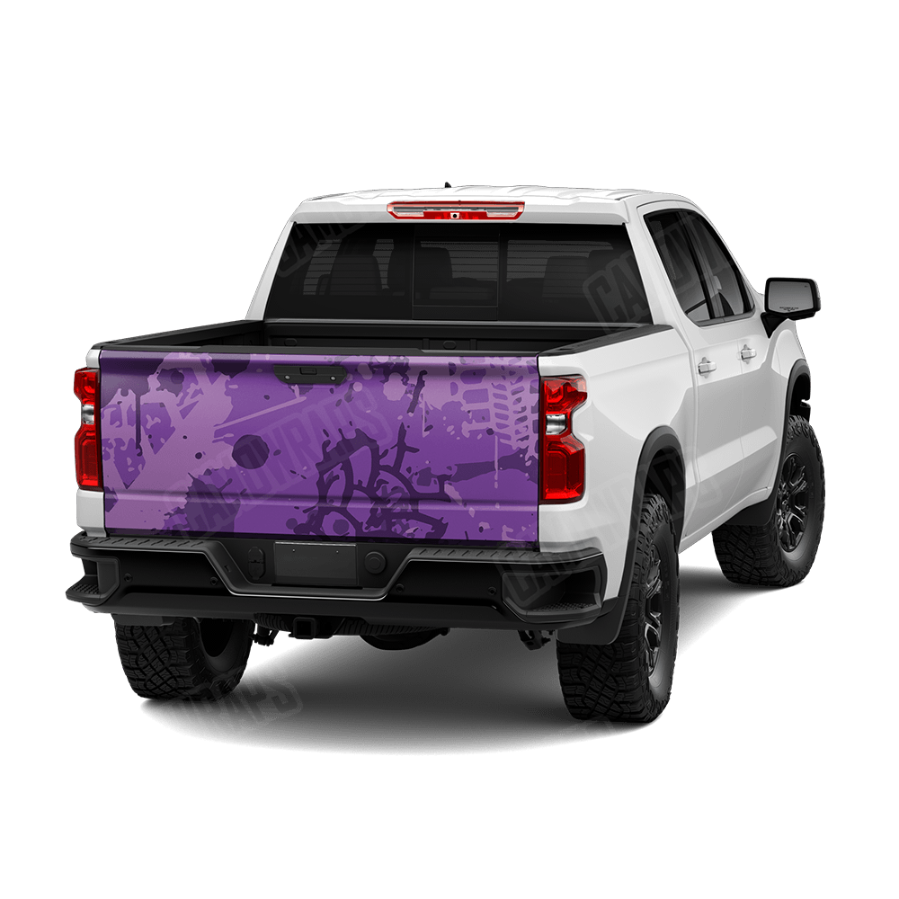 Tire Splatter Elite Purple Camo Tailgate Vinyl Wrap