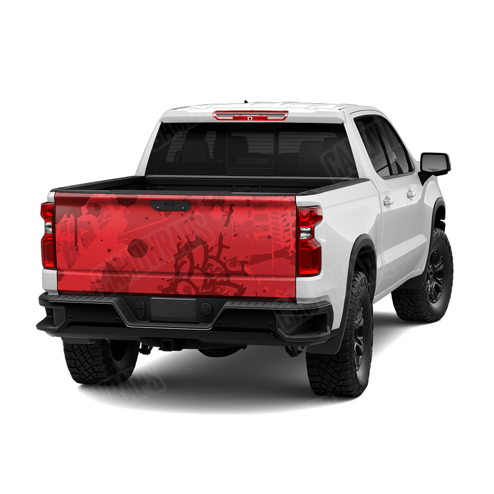 Tire Splatter Elite Red Camo Tailgate Vinyl Wrap