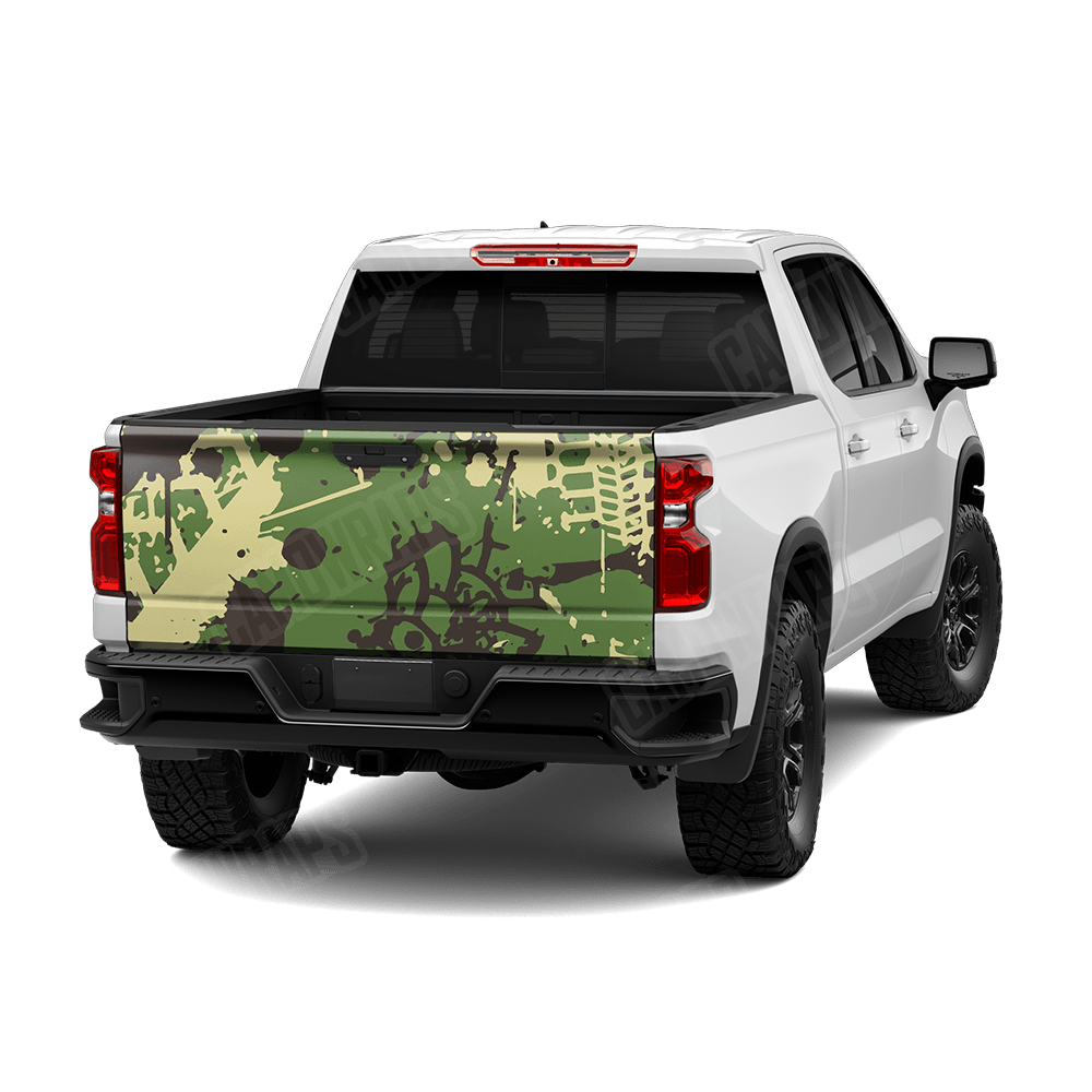 Tire Splatter Jungle Camo Tailgate Vinyl Wrap