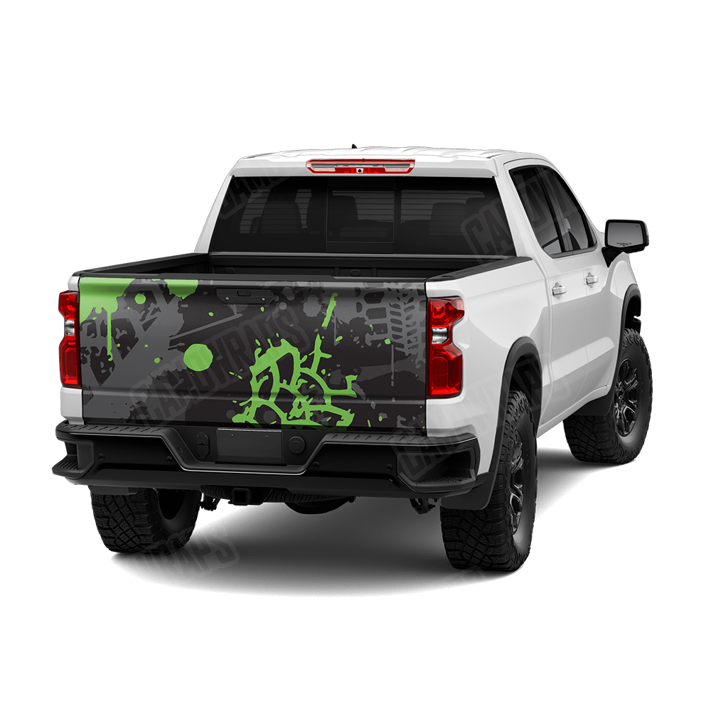 Tire Splatter Metro Green Camo Tailgate Vinyl Wrap