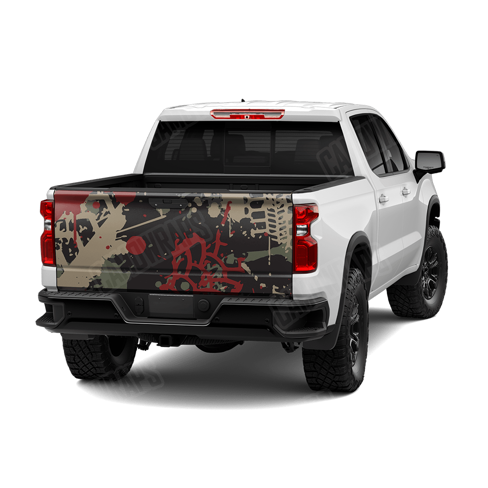 Tire Splatter Militant Red Camo Tailgate Vinyl Wrap