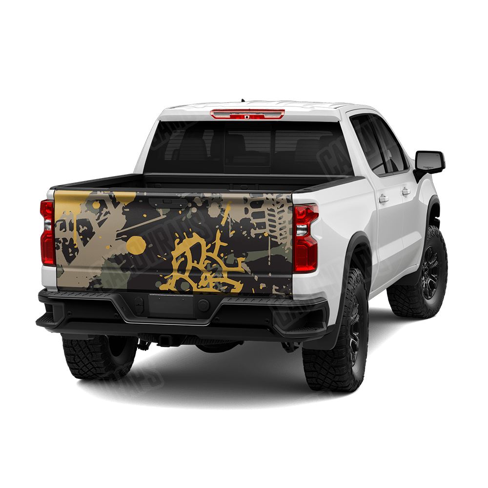 Tire Splatter Militant Yellow Camo Tailgate Vinyl Wrap