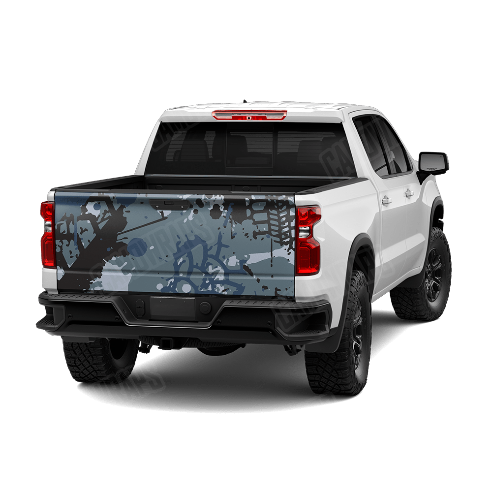 Tire Splatter Navy Camo Tailgate Vinyl Wrap