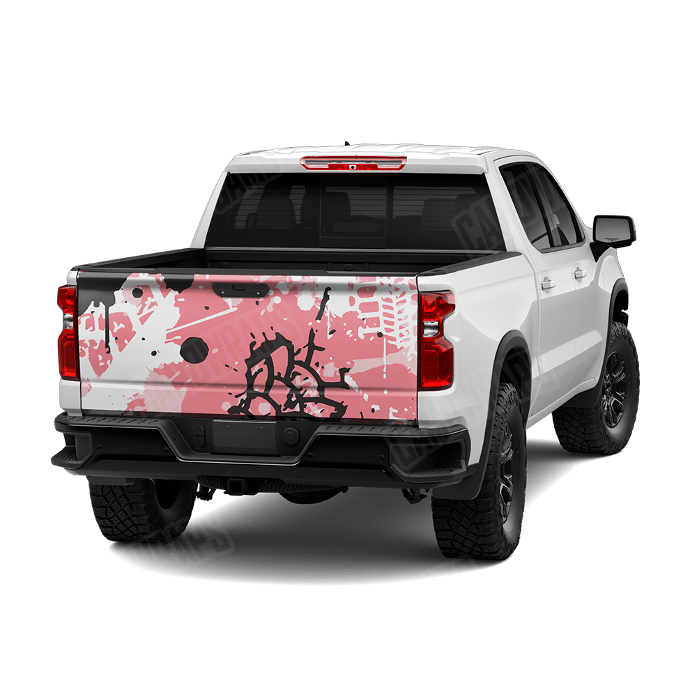 Tire Splatter Pink Camo Tailgate Vinyl Wrap