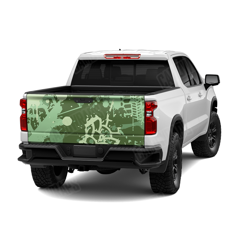 Tire Splatter Pistachio Camo Tailgate Vinyl Wrap