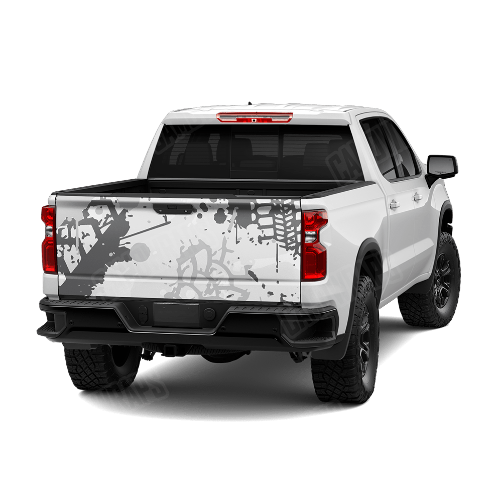 Tire Splatter Snow Camo Tailgate Vinyl Wrap