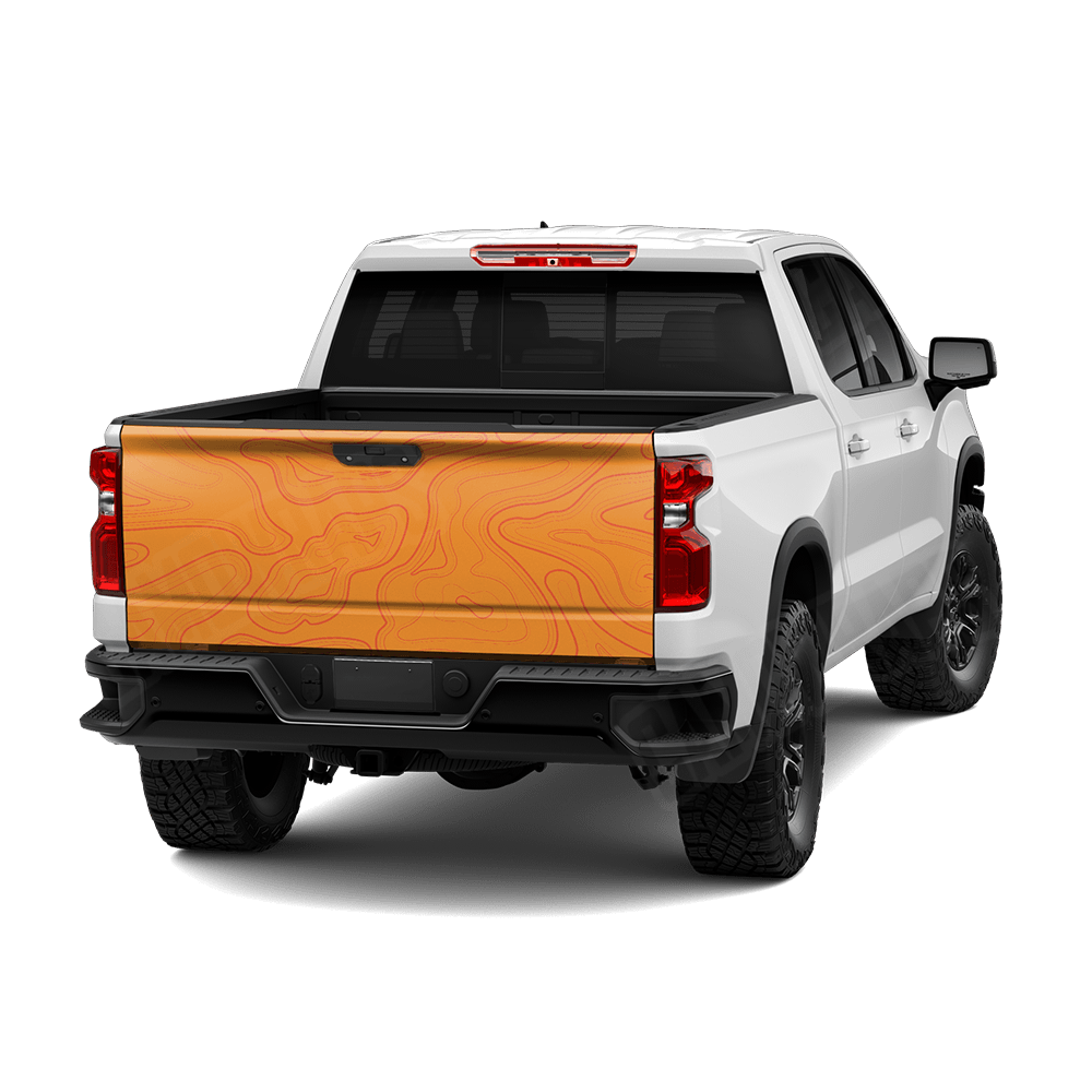 Topographic Orange Camo Tailgate Vinyl Wrap