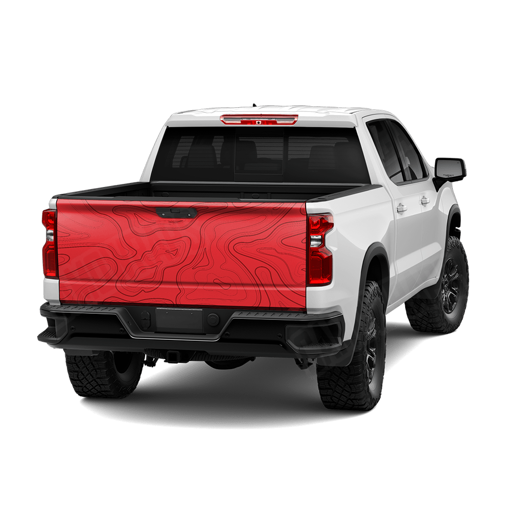 Topographic Red Camo Tailgate Vinyl Wrap