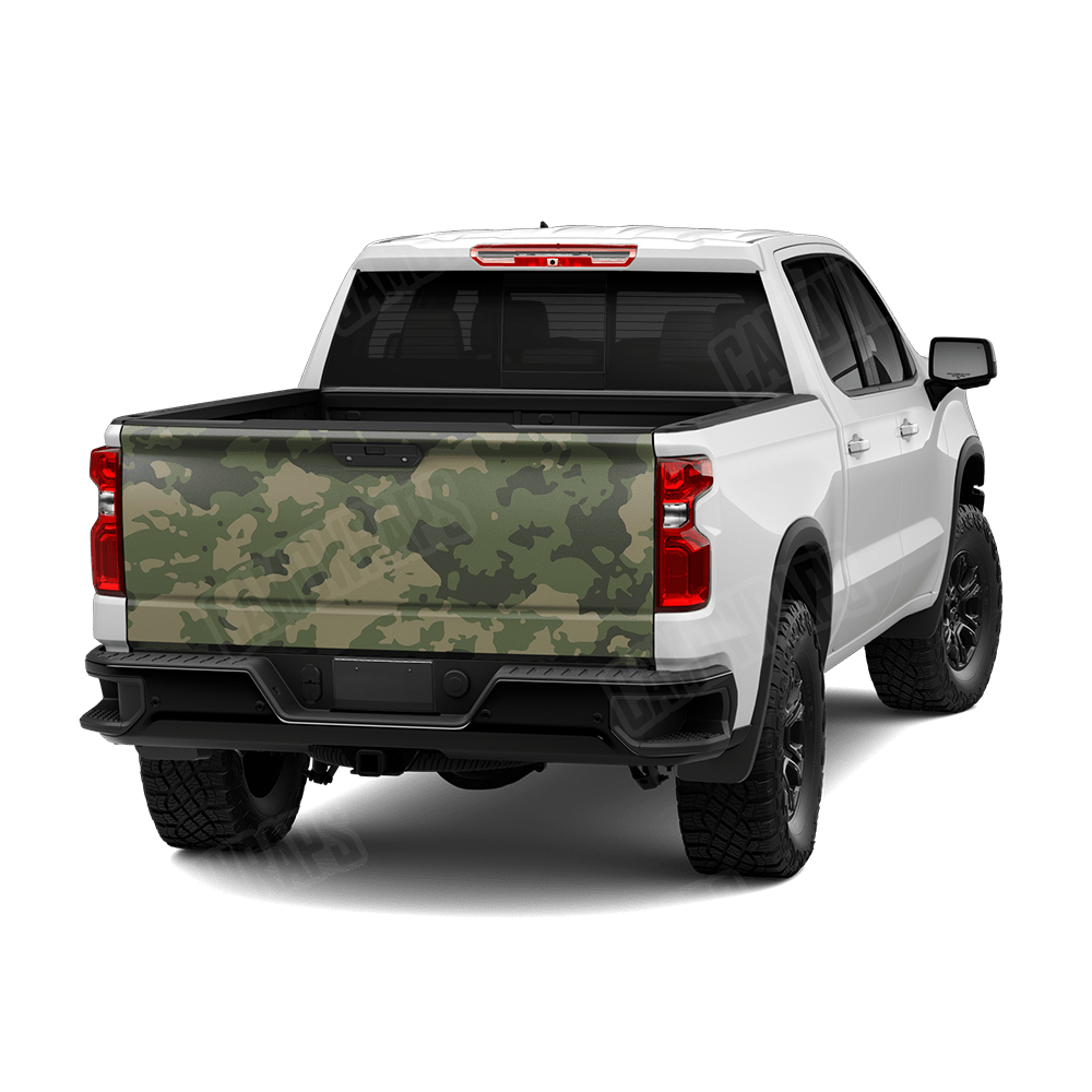 Treetop Army Green Camo Tailgate Vinyl Wrap